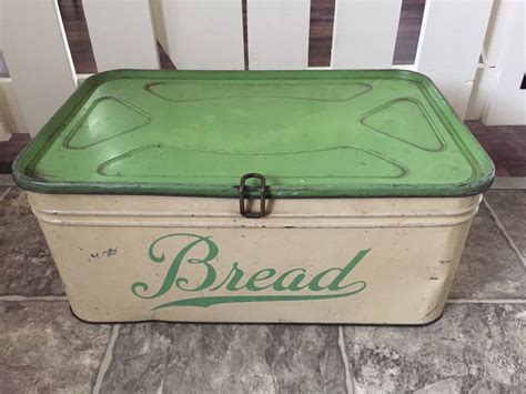 vintage metal bread box sliding door|Vintage Metal Bread Boxes for sale .